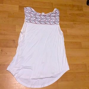 Old Navy White Tank Top w/ Red & Blue Shoulder